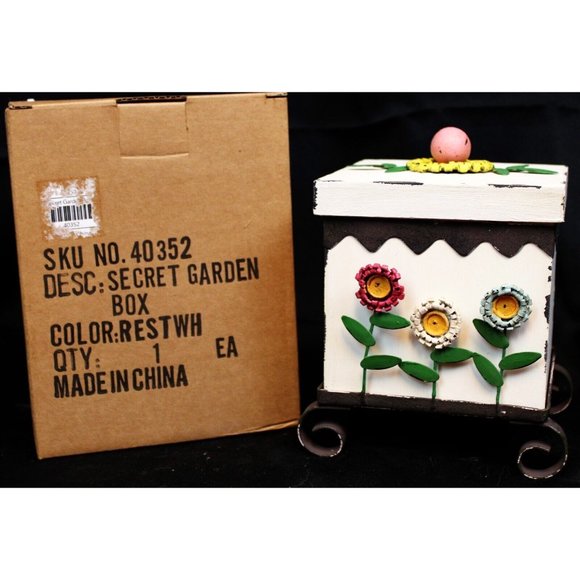 Southern Living Home Secret Garden Box Wooden Metal Distressed Farmhouse Flowers - Picture 1 of 11